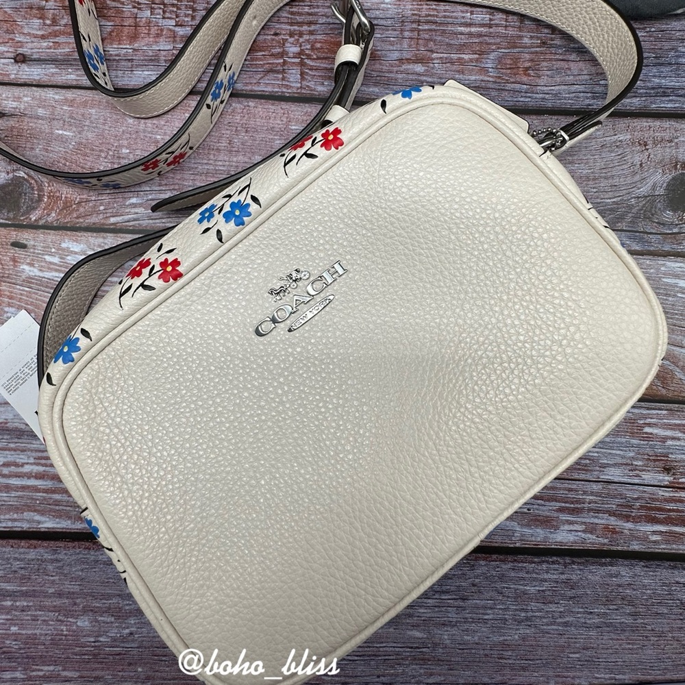 COACH | Cream Crossbody Camera Bag with Floral Print Optional Strap NWT - Picture 1 of 11